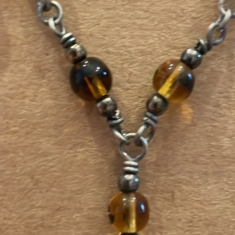 Estate find pretty necklace with glass stones clasp is stamped 925 boho hippie - Picture 7 of 7